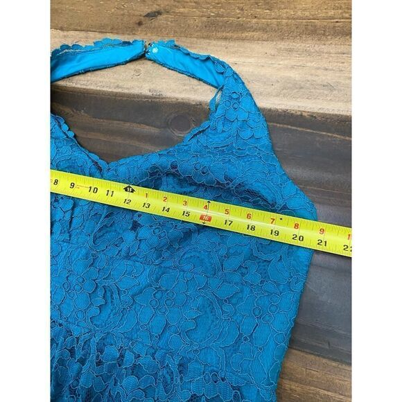 David's Bridal Malibu Blue Lace Halter Short Dress Wedding Guest Size 18 - Picture 7 of 9
